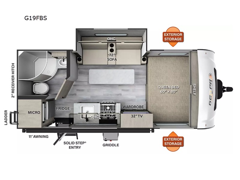 2024 Rockwood Geo Pro 19FBS Floorplan