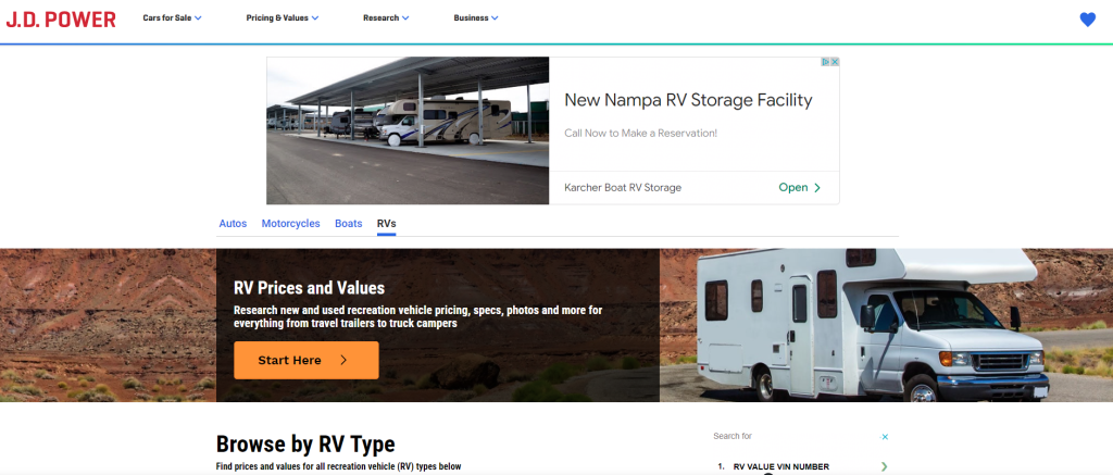 J.D. Power Guide- snapshot of jd power website