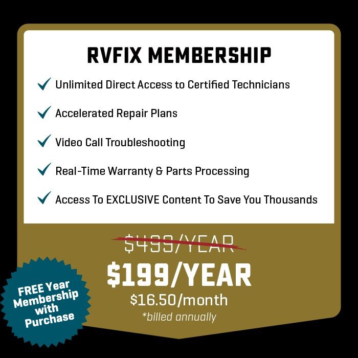RVFIX membership benefits and free year subscription when you buy from bish's rv
