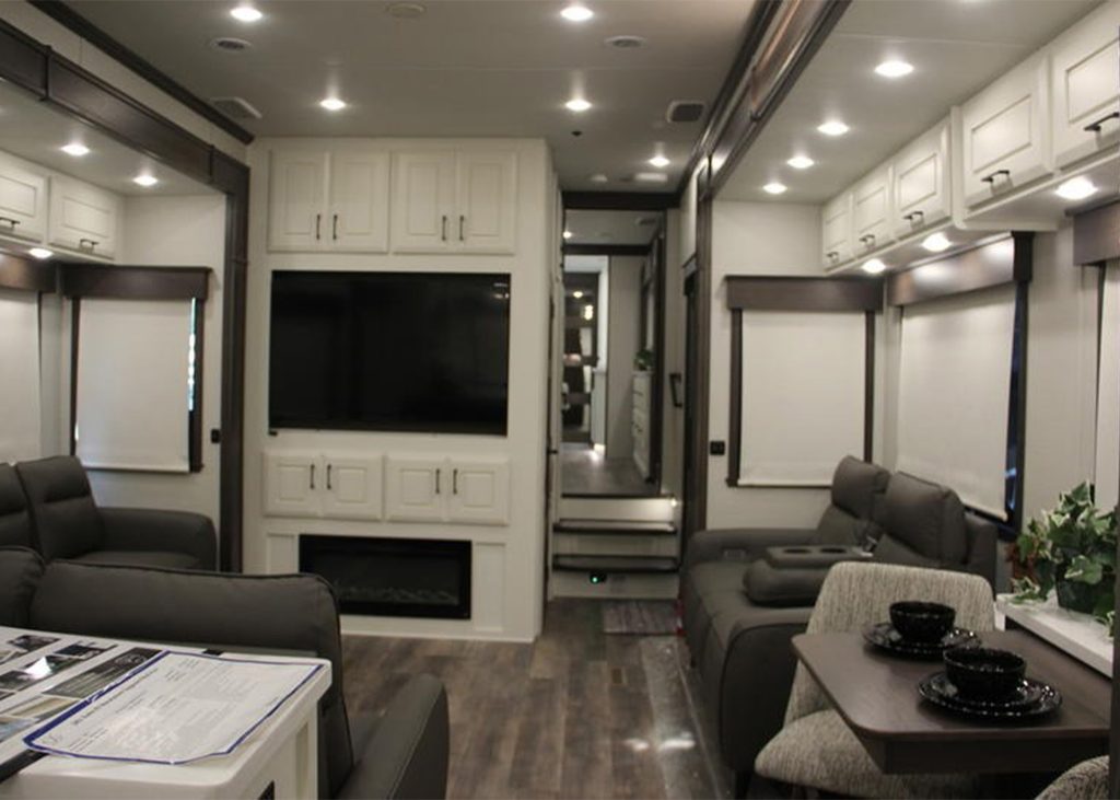 DRV Luxury Suite interior with big entertainment system