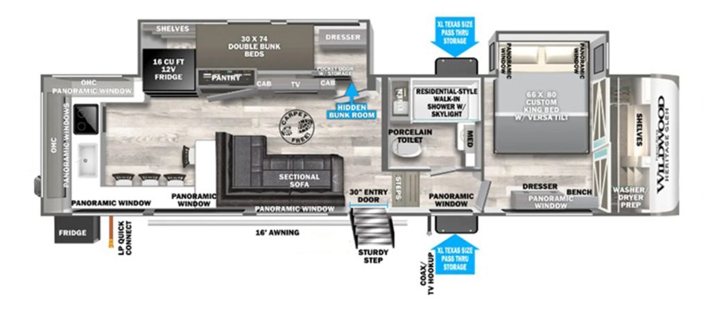 Wildwood Heritage Glen 320VIEW 5th wheel floor plan
