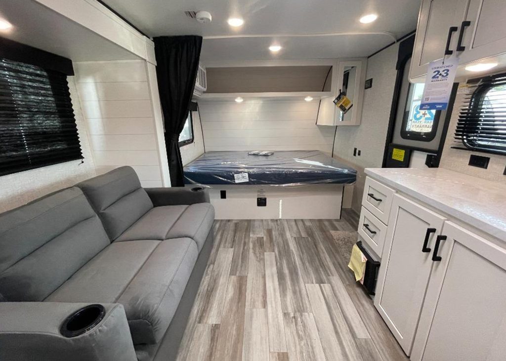 sofa and bed inside Jayco Jay Flight SLX 160LK