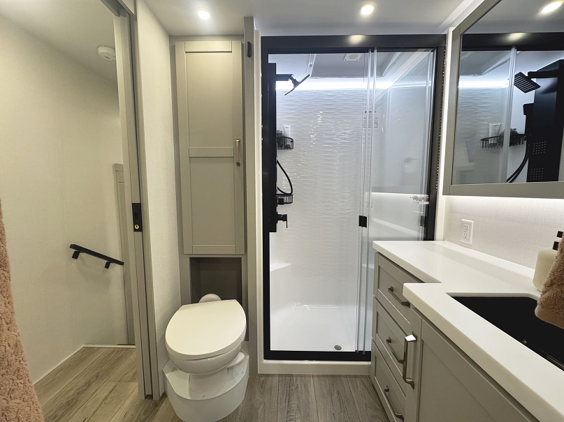 Bathroom in Brinkley Z 3420-- shower, sink, and toilet